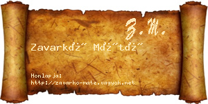 Zavarkó Máté névjegykártya